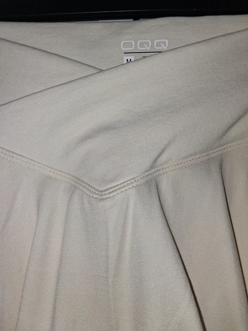 OQQ Cream Flared Mini Skirt with Crossfront Waistband